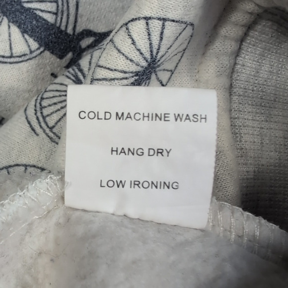 LA Soul Bicycle Print Sweatshirt Women's Grey Fleece Pullover Roses Medium - Picture 6 of 12